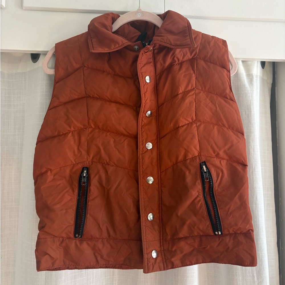1970s Vintage Rust/Burnt Orange Puffer Vest